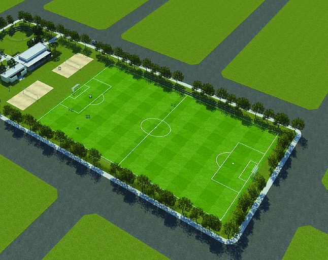 Render de las canchas de Campo Rossi